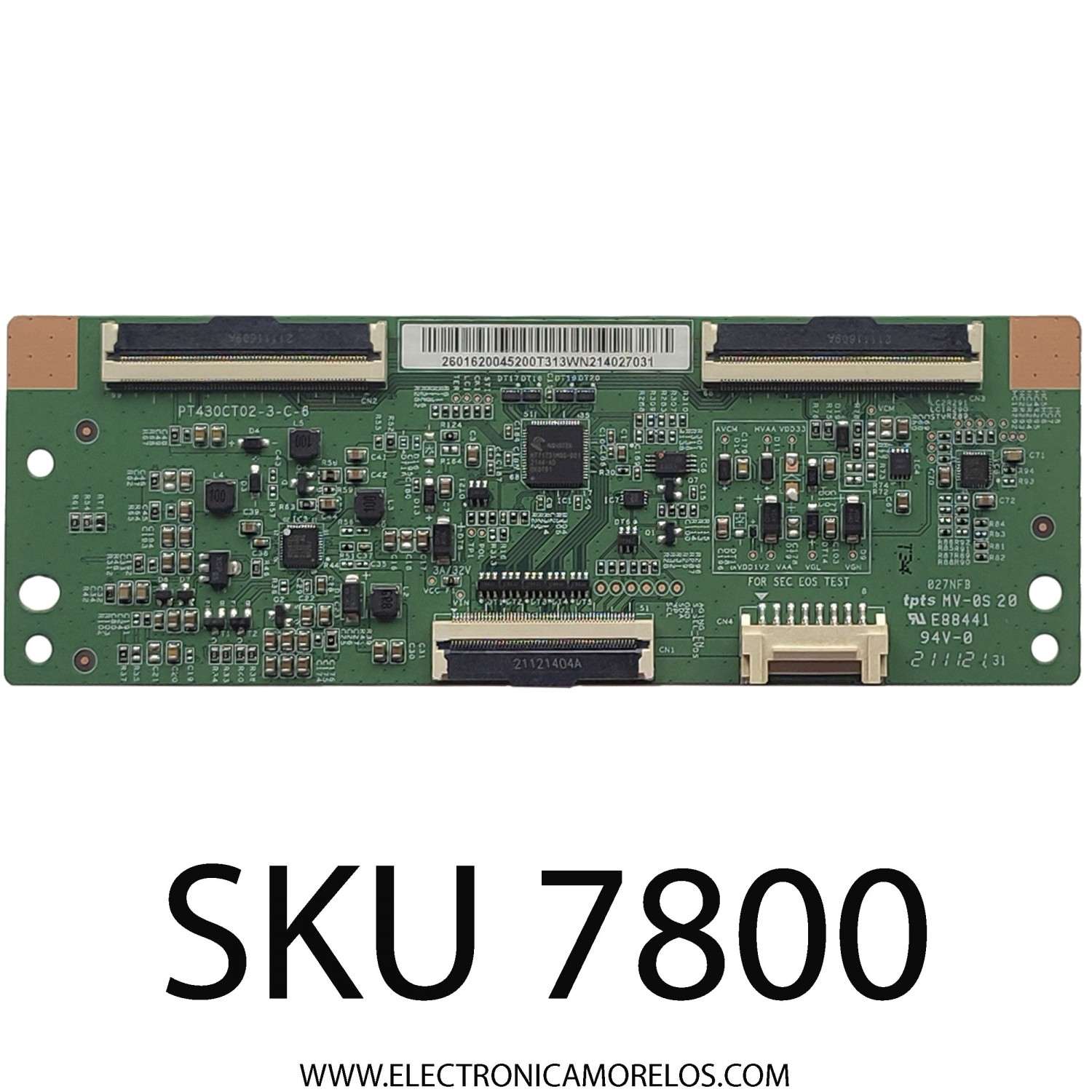 T-CON PARA TV SAMSUNG / NUMERO DE PARTE 26016200452 / PT430CT02-3-C-6 / 2601620045200T / 2601620045200T313WN214027031 / PANEL CY-JN043BGCV1H / DISPLAY PT430CT02-3 VER.1.0 / MODELOS UN43T5300 / UN43T5300AFXZX XA03 / UN43N5300 / UN43N5300AFXZA BC03